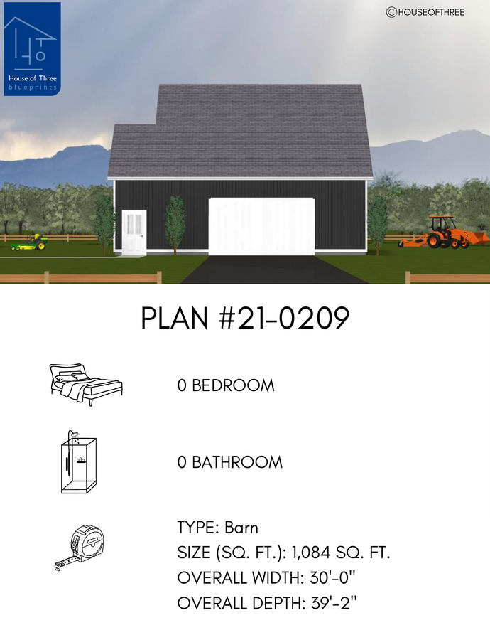 Plan #21-0209 | Barn, Storage Space